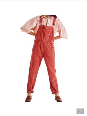 We The Free Rust Red Corduroy Overalls